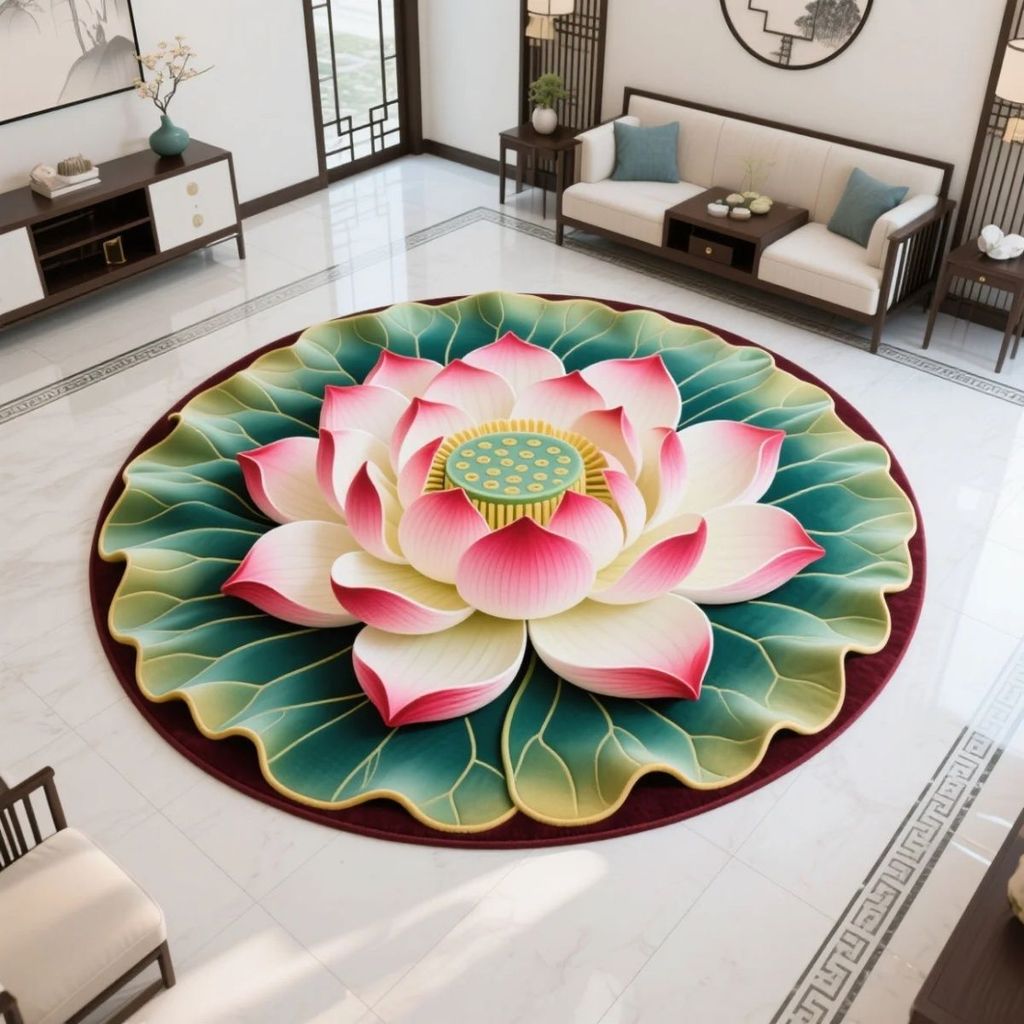 Tròn Ba Chiều Sen Quỳ Gối Thảm Pha Lê Trung Quốc Sen Sàn Phòng Ngủ Thảm Cổ Điển Phòng Khách Hộ Gia Đình Thảm RLVM