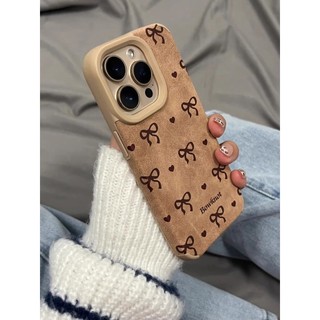 Nơ áp dụng cho 17/16 lông vỏ điện thoại di động iPhone15promax vỏ 14 mùa đông mới 13pro lỗ
