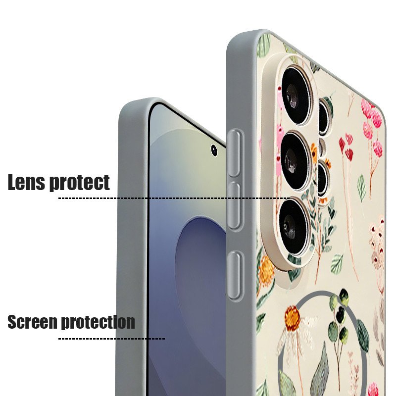 Ốp Điện Thoại Từ Tính Cho Samsung Galaxy S26 S25 S24 Ultra Plus S26 S25 Edge S24 S23 FE Hoa In Hình