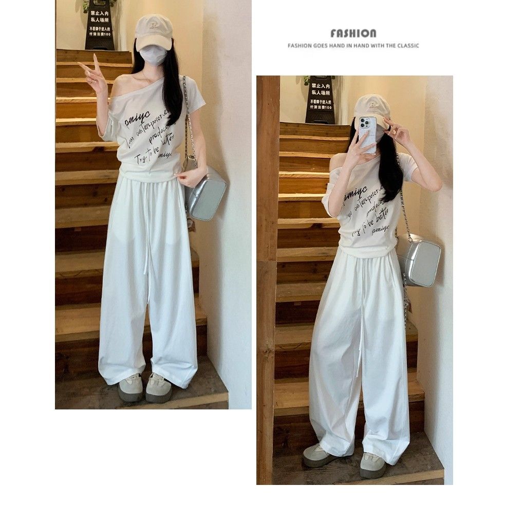 quần ống rộng M-6XL Xanh Hải Quân Mùa Hè Mỏng Phong Cách Rời Drapy Nhanh Khô Vải