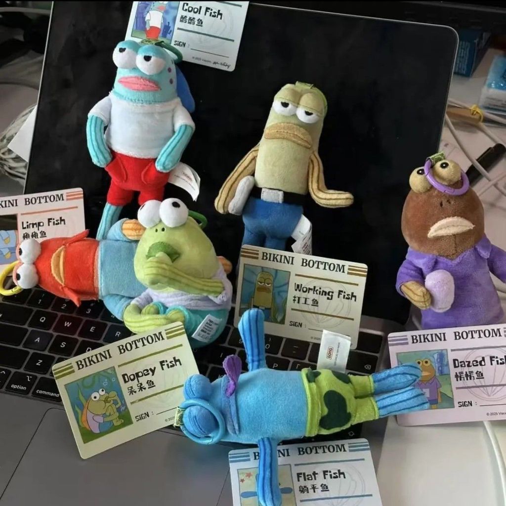 SpongeBob SquarePants Bikini Đáy Bạn Bè Hộp Mù, Mặt Dây Chuyền Sang Trọng Cá Dazed, Xấu Xí Nằm Cá Phẳng Túi Dễ Thương Quyến Rũ