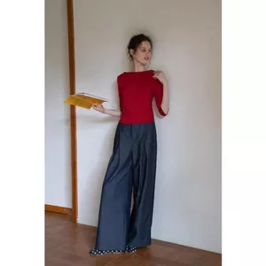 Áo thun cổ thuyền phong cách Pháp màu hồng, thoải mái với tay năm điểm