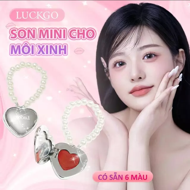 LUCKGO Son Bùn Hình Trái Tim Lì Mịn Như Nhung Chất Son Mềm Mượt Lên Màu Bền Lâu