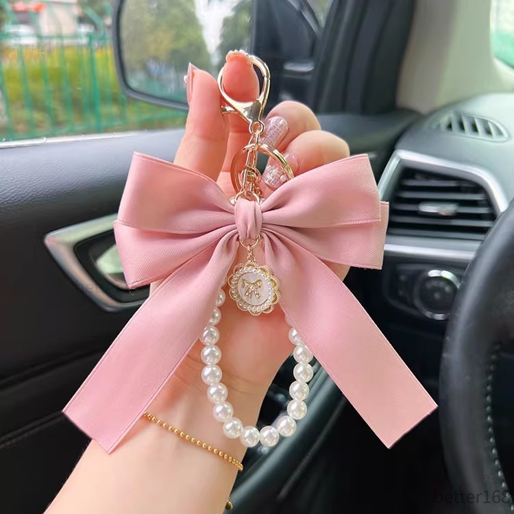 Túi Chìa Khóa Mặt Dây Chuyền Phụ Kiện Giả Ngọc Trai Nơ Móc Khóa Dễ Thương Đính Hạt Vòng Tay Cho Ví Túi Ba Lô Xe Charm