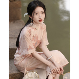 Đầm cheongsam tay rộng mới dành cho các cô gái trẻ, thích hợp mặc vào mùa hè kiểu dáng thanh lịch