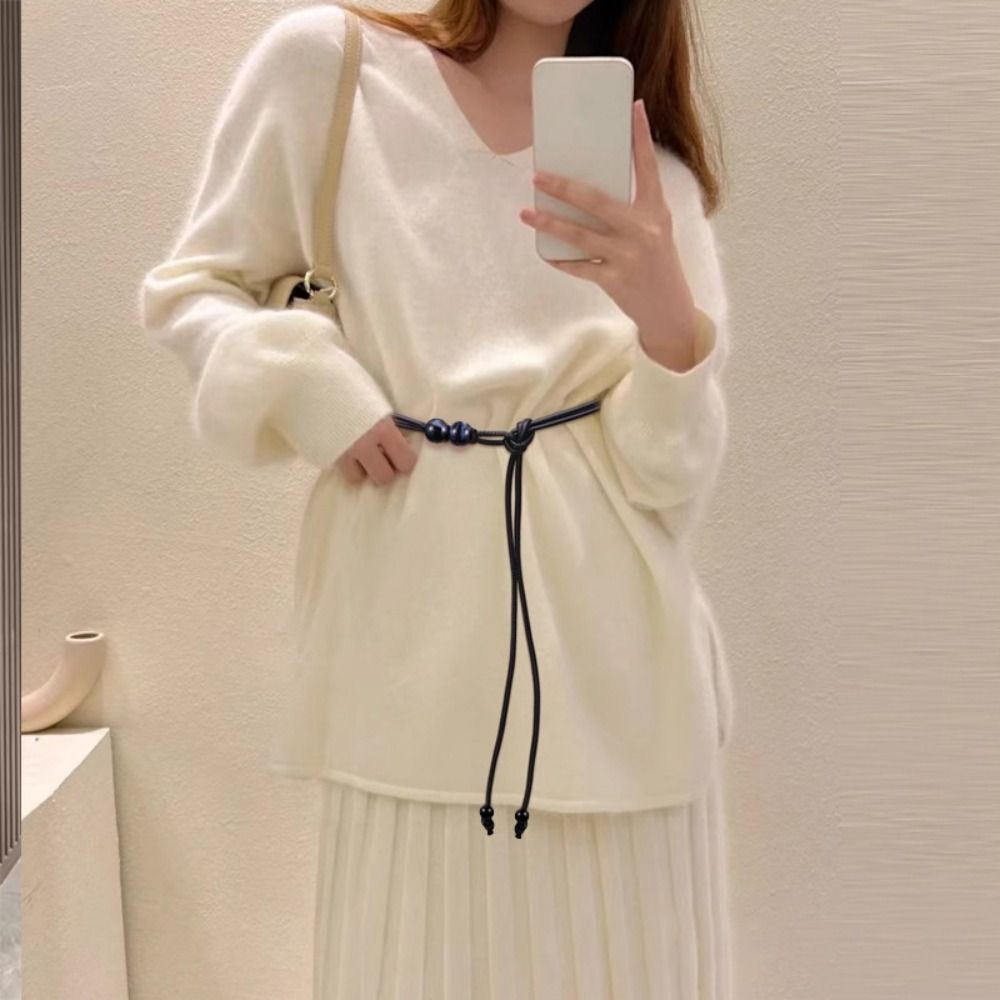 Thắt lưng mỏng có thể điều chỉnh, dây da thiết kế sang trọng - Phù hợp váy, áo len và áo khoác