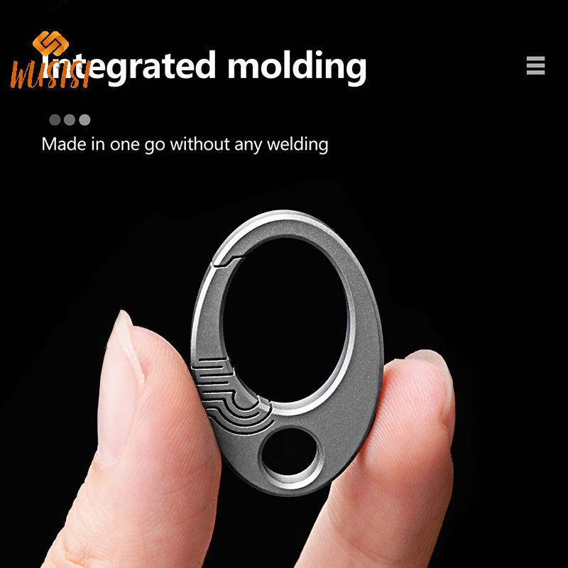 Móc khóa carabiner hợp kim titan màu xanh dương, thiết kế nhỏ gọn hình bầu dục, phù hợp làm vòng chìa khóa và dùng ngoài trời