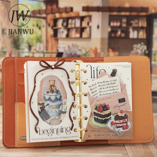 JIANWU Sweet Breeze Series Vintage Bánh Phong Cảnh Chất Liệu Cắt Dán Thêu Sò PET Miếng Dán Sáng Tạo DIY Tạp Chí Văn Phòng Phẩm