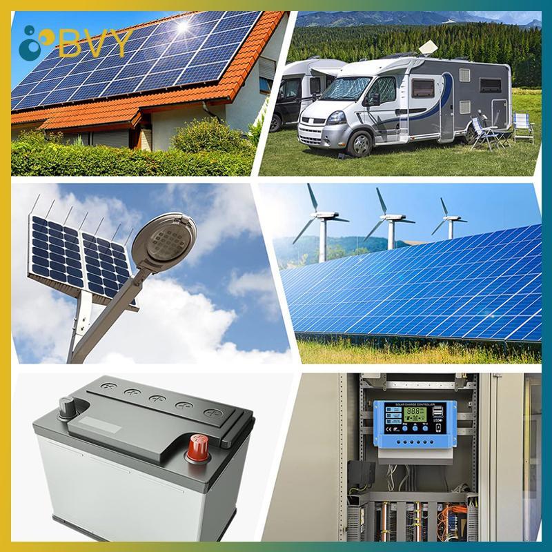 BVY 30A 20A 10A Bộ điều khiển sạc năng lượng mặt trời 12V 24V Bảng điều khiển LCD PV bảng điều khiển năng lượng mặt trời tự động cho pin chì, USB kép.