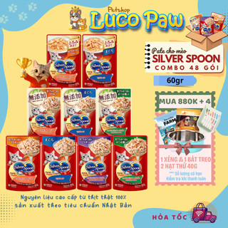 [Thùng 48 Gói] Pate Silver Spoon Mix Vị thức ăn ướt cho mèo dạng sốt/dạng thạch gói 60g