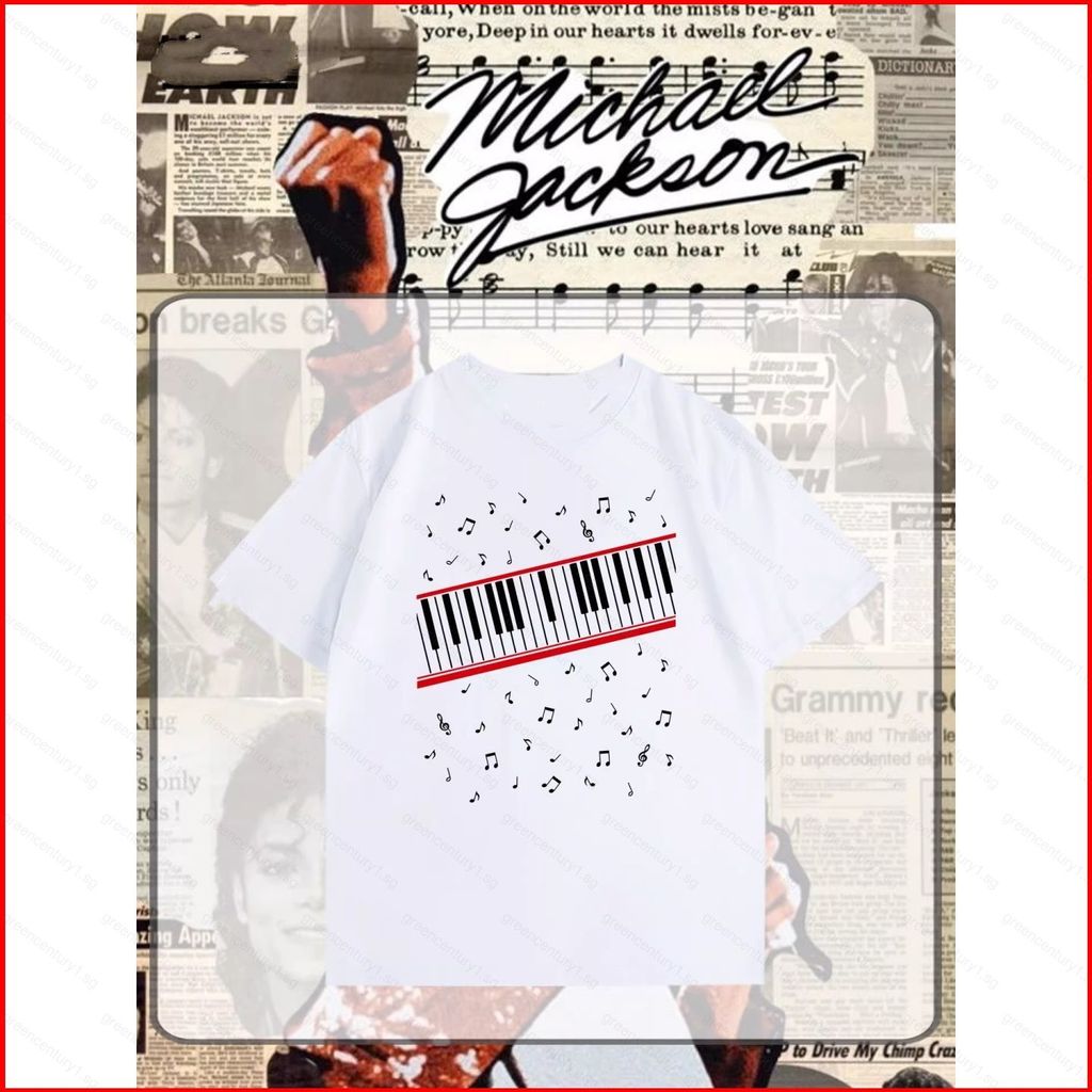 Áo thun Michael Jackson thoải mái và mềm mại, phù hợp mùa hè với thiết kế Beat It và họa tiết piano vintage Mỹ