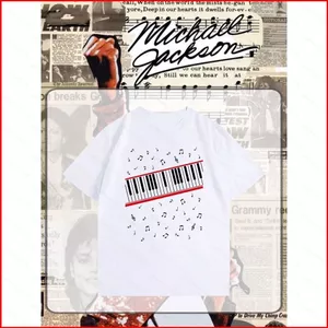 Áo thun Michael Jackson thoải mái và mềm mại, phù hợp mùa hè với thiết kế Beat It và họa tiết piano vintage Mỹ