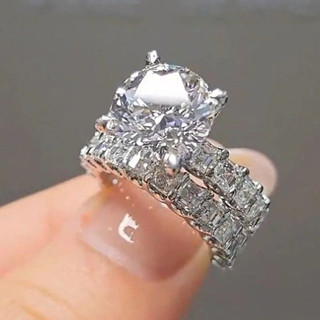 Nhẫn nữ kim cương bốn móng vuốt phong cách châu âu