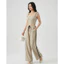 Set Áo Quần Kiểu Áo Corset Nhún Ngực Quần Lưng Thun Cột Dây Màu Be