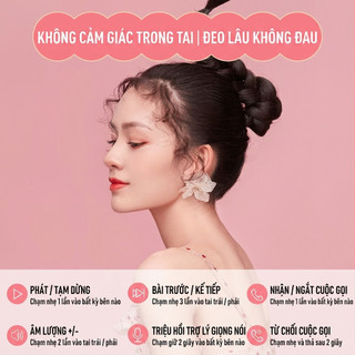 Tai nghe dành cho nữ nhét tai không dây Bluetooth có micrô tích hợp, hỗ trợ gọi điện và điều khiển cảm ứng, thích hợp cho các hệ thống điện thoại di động, đổi mới miễn phí nếu có lỗi chất lượng