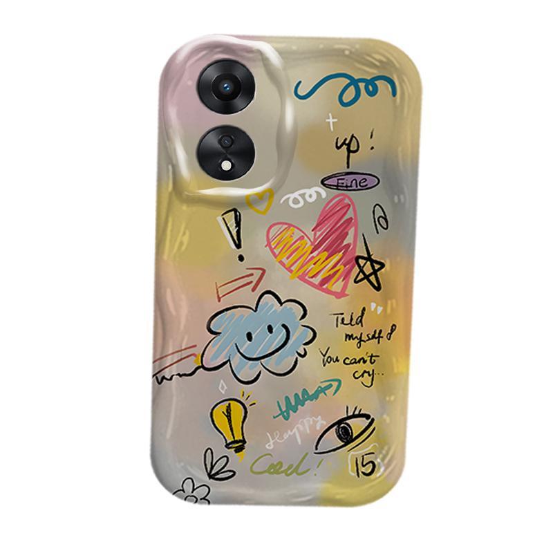 Ốp Silicon Hoạt Hình Cho OPPO A18 A38 A58 A60 A17 A17K 4G Điện Thoại Thông Minh 3D TPU Mềm Smile cloud Chống Sốc Ốp Điện Thoại