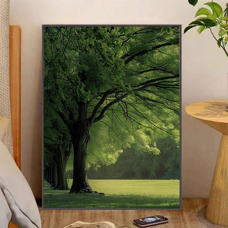 Green Summer Scenery Canvas Wall Art Fresh Forest Landscape Healing Home Decor for Living Room Bedroom Unframed