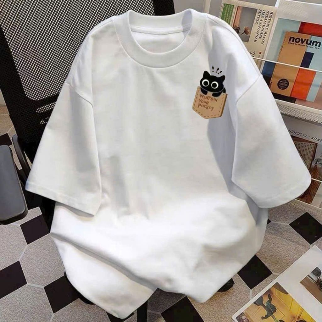 Áo phông basic tay lỡ thời trang, unisex hình POCKET in ng ự c-thoitrangaophong