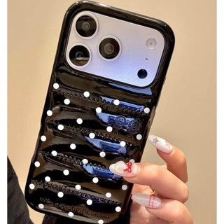 Áo khoác da cao cấp Wave Dot Down Vỏ điện thoại di động Thích hợp cho iPhone17 16 15 14 13 Pro Max Bảo vệ Camera chống sốc Vỏ cứng chống rơi