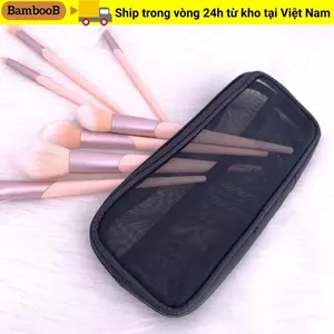 Túi đựng bộ lưới BAMBOOB, Túi đựng cọ trang điểm du lịch bằng lưới, có dây kéo đa năng dành cho nữ Dụng cụ làm đẹp Túi vệ sinh mỹ phẩm