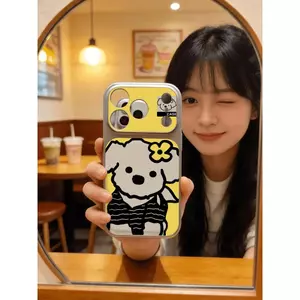 Hoa vàng trắng chó cho iPhone 17promax trường hợp iPhone 16/15/14 chống rơi 13/12pro