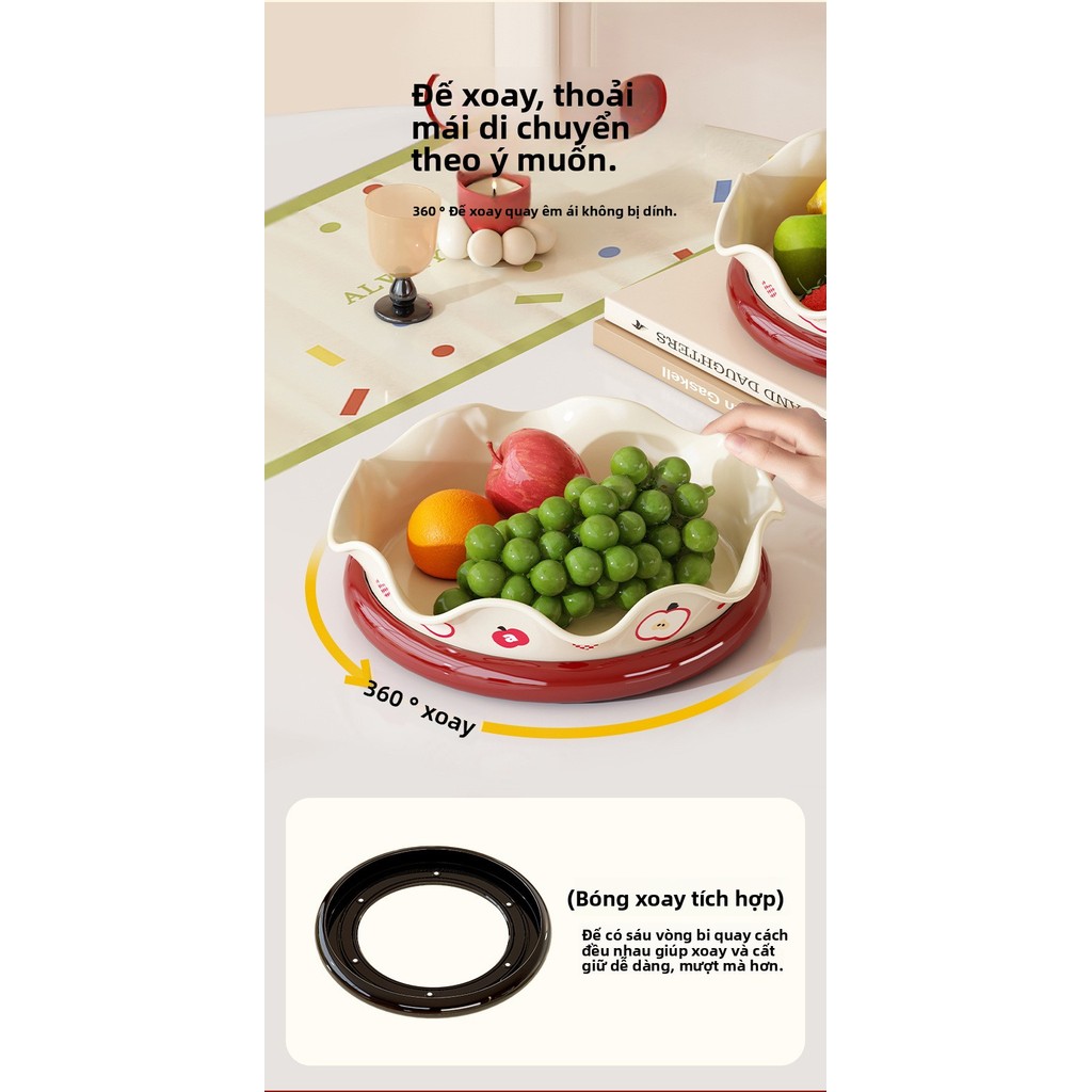 Khay Trái Cây Xoay 360 Độ-Phòng Sống Trái Cây Cao Cấp, Kẹo, Khay Trái Cây Khô-Thiết Kế Độc Đáo