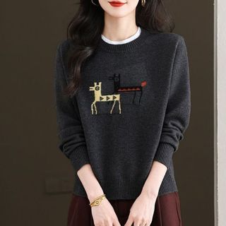 Áo Len Cổ Tròn Tay Dài Phong Cách Hàn Quốc, Phù Hợp Thu Đông