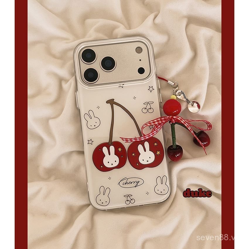 Ốp Điện Thoại Thích Hợp Cho iPhone 7 8 X XS XR XSMAX 11 12 13 14 15 16 17 Pro max Plus Air ins Cherry Miffy Rabbit Mặt Dây Chuyền Vỏ Bảo Vệ Chống Sốc Bao Gồm Tất Cả RDRX