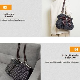Túi đeo vai nữ SERENE, Túi xách nơ nữ cổ điển sang trọng thông thường, Chấm thẩm mỹ Y2k hợp thời trang Tất cả các trận đấu Túi đeo nách Ins Dạo phố
