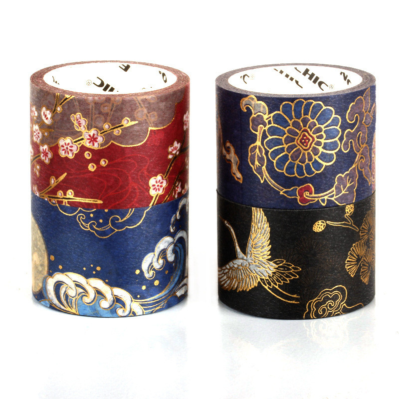 G Dập Phong Cách Cổ Đại Cuộn Lớn Washi Băng Sổ Tay Trang Trí Sóng Đại Dương Sửa Chữa Cần Cẩu Văn Phòng Sản Phẩm Văn Hóa Tay Xé Không Đánh Dấu Độ nhớt Cao DDSR