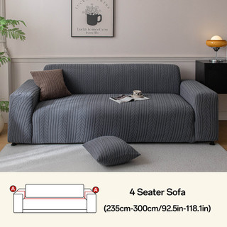 Hàng sẵn có Vận chuyển nhanh Bốn chỗ (235cm-300cm) Vỏ bọc ghế sofa đàn hồi lông cừu Jacquard lười biếng Bao gồm tất cả trong một Vỏ bọc ghế sofa bốn mùa phổ thông chống trầy xước cao cấp chống bụi 0