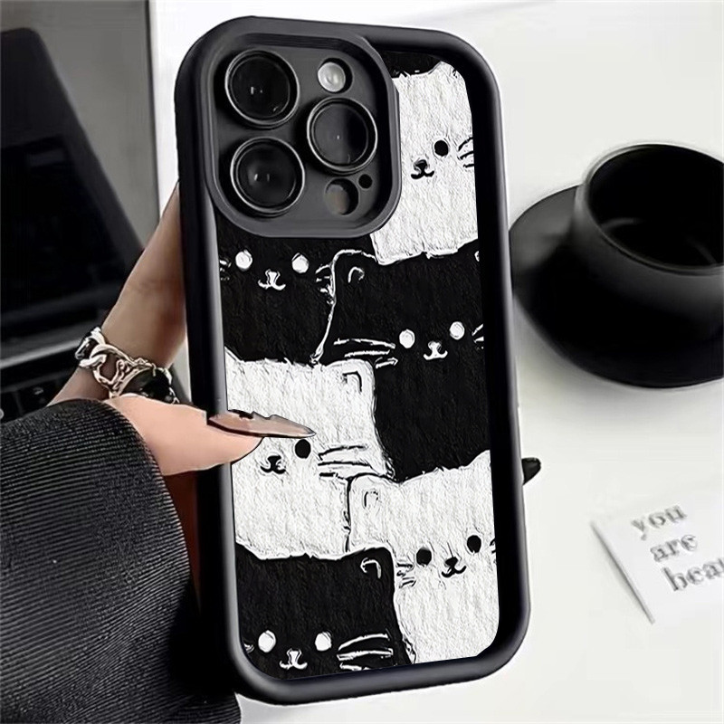 Ốp Điện Thoại Cho Google Pixel 10 9 8 7 Pro 5G Pixel 7A 8A 9 Pro XL Cover Đen Trắng Mèo Họa Tiết Hoạt Hình Máy Ảnh Mềm Bảo Vệ Động Vật Chống Sốc Silicon Mờ