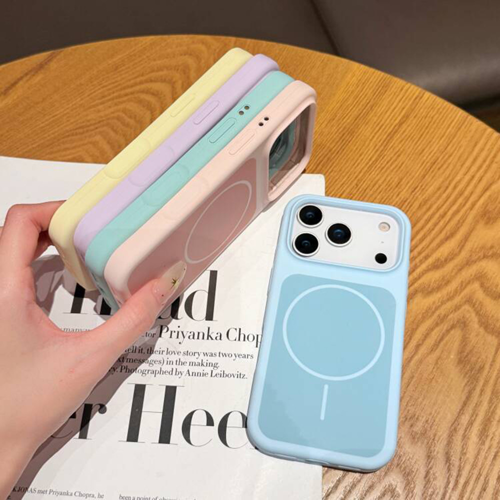 Ốp điện thoại silicon lỏng màu xanh từ tính cho iPhone 17 Pro Max 16 15 14 13 Vỏ bảo vệ chống sốc