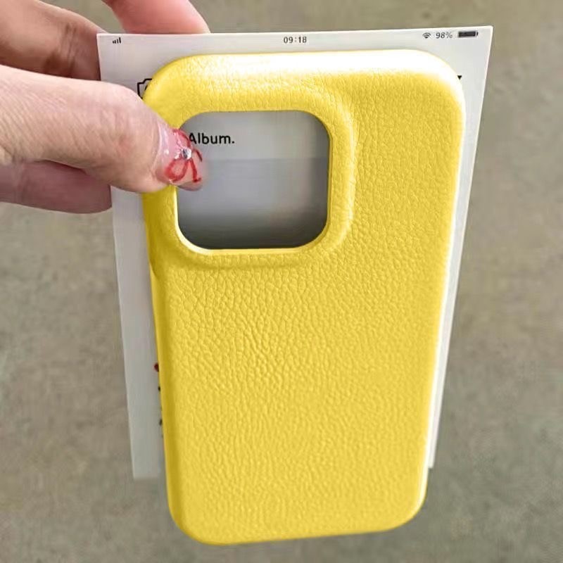 Đơn giản cao cấp cảm giác lớn lỗ giả da hình dạng vỏ điện thoại cho 17/16promax/iPhone15/14plus mềmBền vững12/13Vỏ