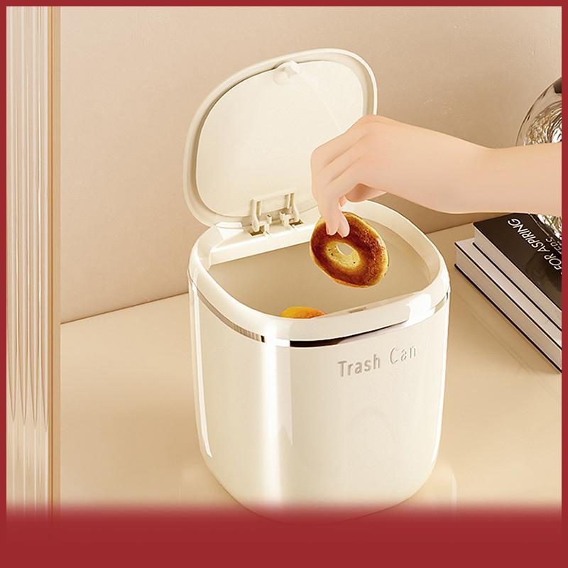 COD Thùng rác mini để bàn dùng trong gia đình Thùng rác thiết kế đẹp mắt mở nắp bằng cách nhấn