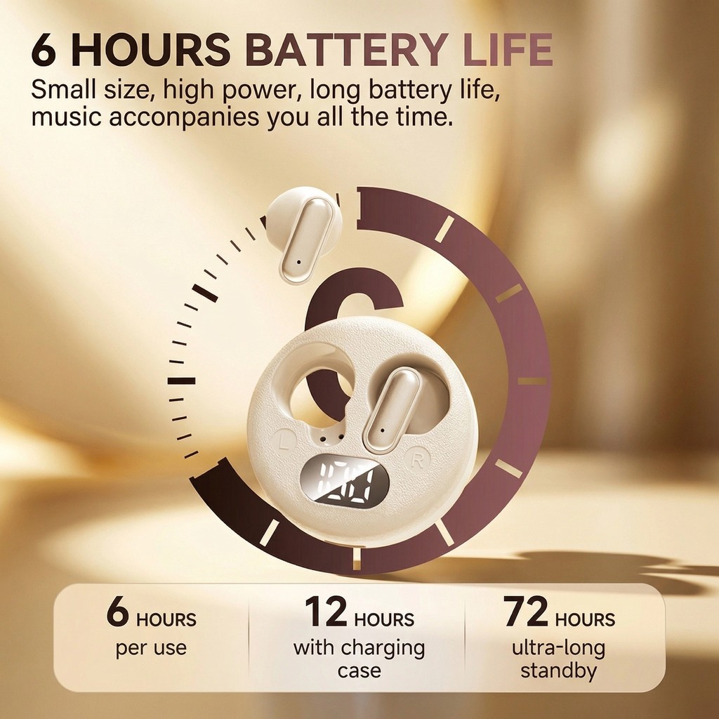 Tai nghe Bluetooth không dây Senbenbao S19 Tai nghe cầm tay ngắn Thiết kế mặt cười, Âm thanh nổi HiFi, Màn hình nguồn LED, Mic IPX5 ENC