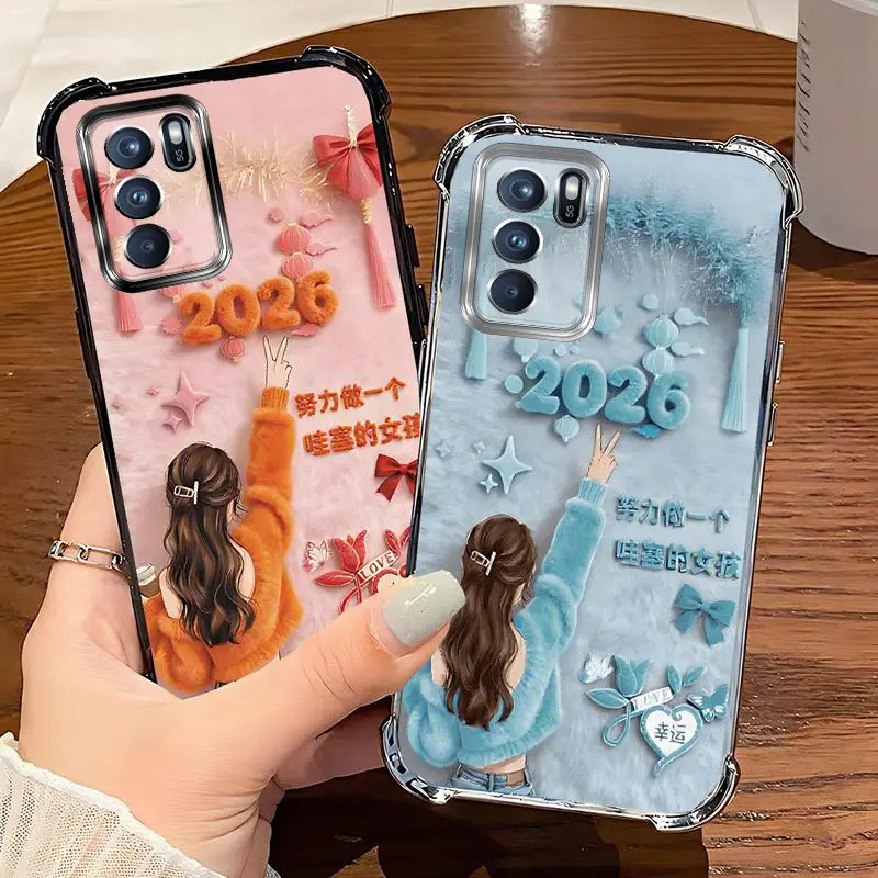 Ốp điện thoại phù hợp cho OPPO Reno6 Z 5G – Chúc mừng năm mới 2026, ốp mềm trong suốt làm bằng nhựa TPU silicon chống sốc.