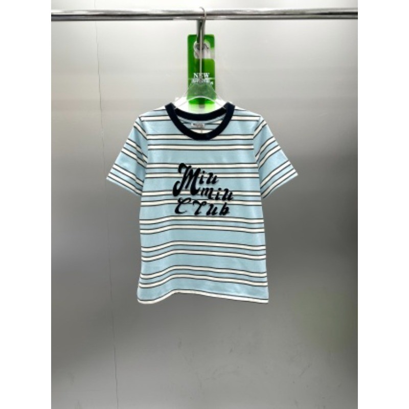 Áo thun Cotton sọc cổ tròn ngắn tay mới dành cho nữ