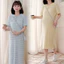 Trang phục bà bầu Váy cổ áo Polo sọc thời trang mùa hè
