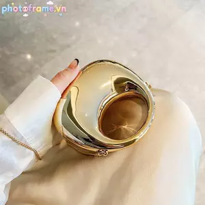 Khung Ảnh Nữ Dây Xích Túi Đeo Ngang Ví Nhỏ Acrylic Kim Loại Luster Nửa Mặt Trăng Đảng Tiệc Túi Nữ Túi Xách Sang Trọng VN