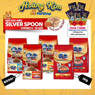 [Combo 5 - 10 Gói] Hạt Cho Mèo Silver Spoon Unicharm Nhiều Vị Nội Địa Nhật Bản (Gói 800g / 1Kg)