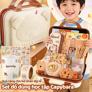 Bộ Dụng Cụ Học Tập Tuyệt Đẹp Capybara, Túi Đựng Bút, Văn Phòng Phẩm Quốc Tế Thiếu Nhi 1/6