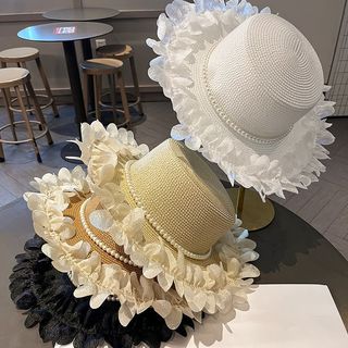 Pháp Hepburn Phong Cách Gạc Ren Rơm Mũ Nữ 2025 Phong Cách Mới Mùa Hè Thời Trang Tính Khí Mặt Nhỏ Chống Nắng Mũ Chống Nắng
