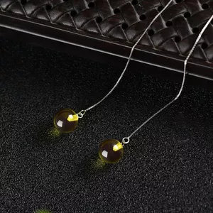 Tai cừu dài cho phụ nữ, sáp ong với hạt tròn vàng