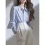 Áo sơ mi sọc xanh phong cách mới, Áo sơ mi thời trang sang trọng dành cho người đi lại
