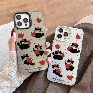 Ốp Lưng Cho OPPO A5X A3 A96 A95 A76 A74 A60 A58 A57 A53 A38 A18 A17 A16 A15 A7 A5 Reno 14 13 12 11 10 Pro 8 7Z 8Z 6 Mạ Acrylic IMD Case Motif Mèo Đen CYIM162