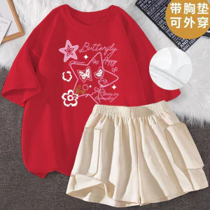 Bộ Đồ Ngủ Cotton Nguyên Chất Nữ Mùa Xuân Ngắn Tay Quần Short Hai Mảnh Phù Hợp Với Miếng Lót Ngực Áo Chui Đầu Ngọt Ngào Size Lớn Rời Loungewear