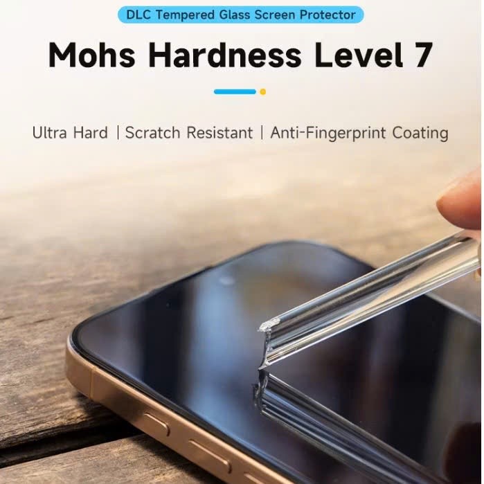 [Chính Hãng] Kính Cường Lực IP17/16 ProMax Hoda 3D Curved DLC Diamond Like Carbon Siêu Cứng Không Lẹm- Kèm Khung Trợ Dán