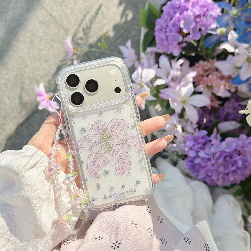 Ốp Lưng Cứng Trong Suốt Tương Thích Với iPhone 13 14 14Pro 14ProMax 15 15Pro 15ProMax 16 16Pro 16ProMax 17 17Pro 17ProMax Ốp Họa Tiết Hoa Lily
