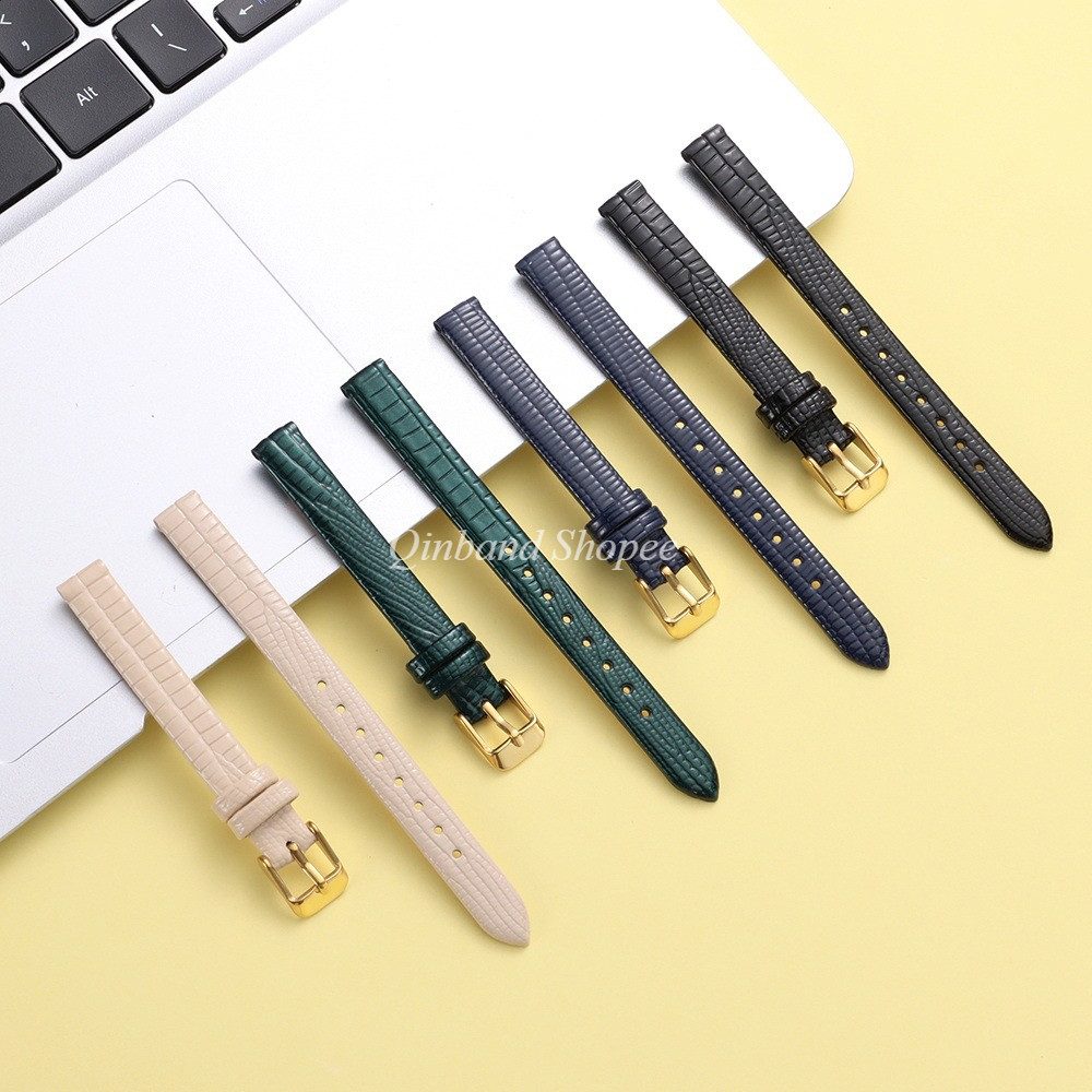 Dây đeo đồng hồ nữ chính hãng da thật mỏng họa tiết cá sấu 8/10/12/14/16mm– thằn lằn, phù hợp đồng hồ Lola, đồng hồ thạch anh – màu đỏ, xanh, hồng